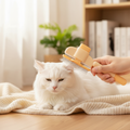 PawLunor Grooming Comb brushing through fluffy white cat fur