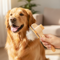 PawLunor Grooming Comb in use on golden retriever dog